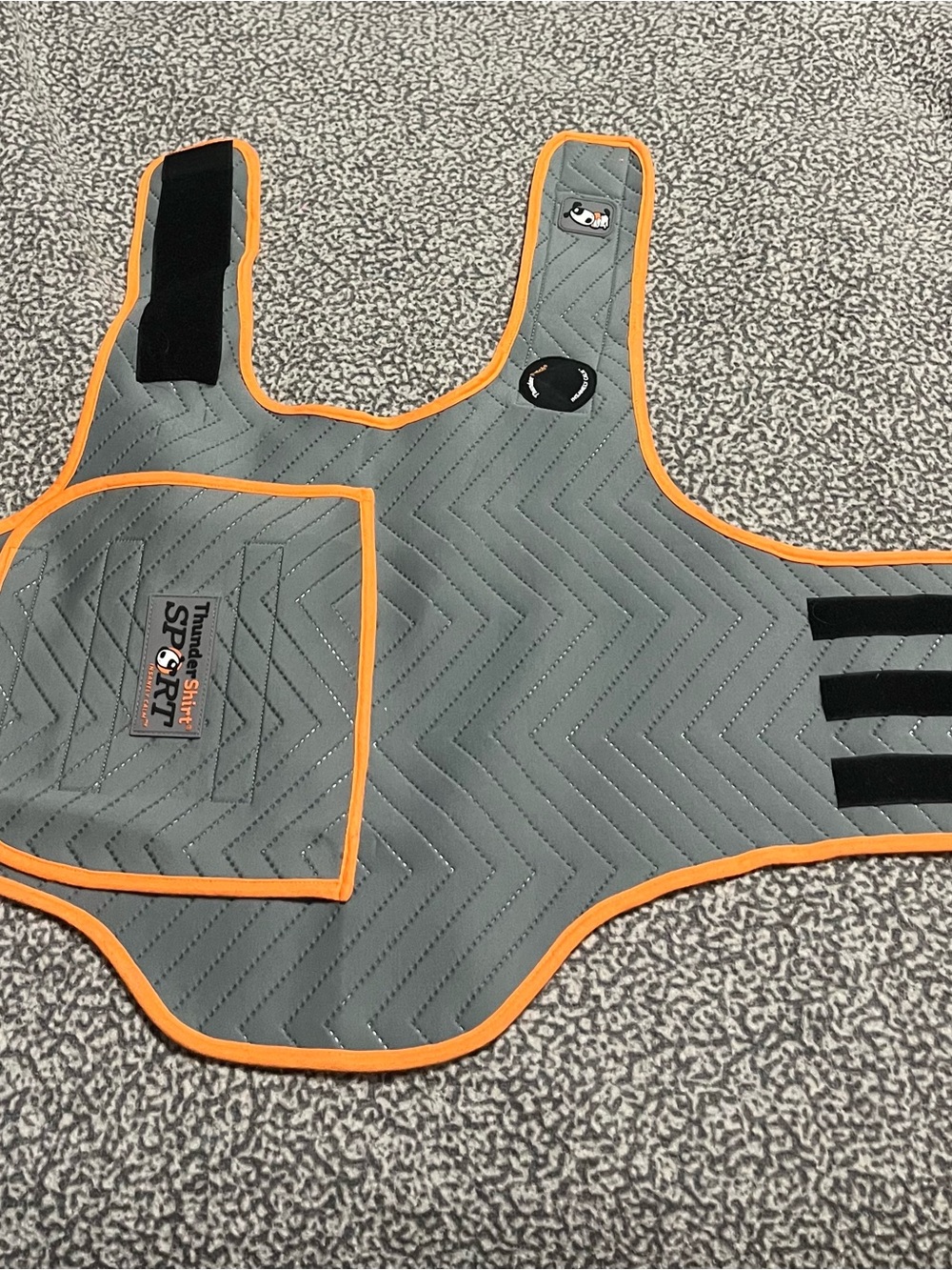 Thundershirt Sport Calming Vest in Gray with Orange Trim
